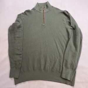 Gutteridge Men's 1/4 Zip Sweater‎ Pullover Militare Cotton/Cashmere Blend Sz XL